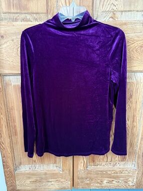 Purple velour mock turtleneck, NWOT